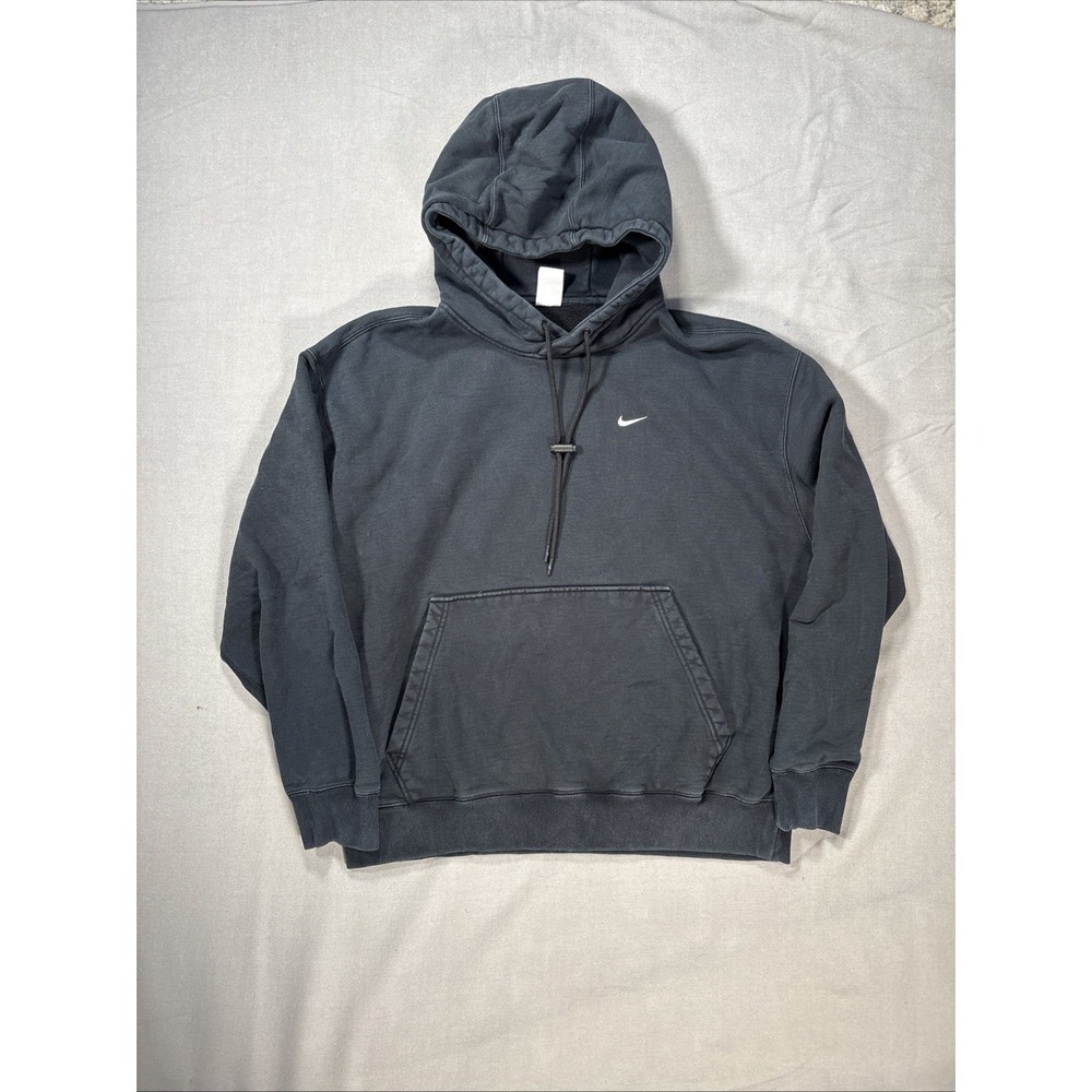 Nike Lab Collection Hoodie Mens L Black Heavyweight Pullover Faded AV8270-010